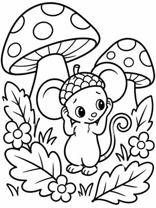 Colouring page: Button and the Acorn Cap