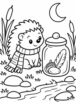 Colouring page: Moss and His Jar