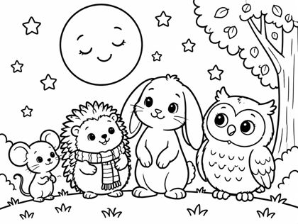 Colouring page: Goodnight, Friends
