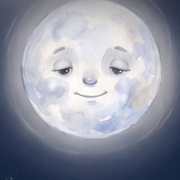 Moon, watercolour illustration